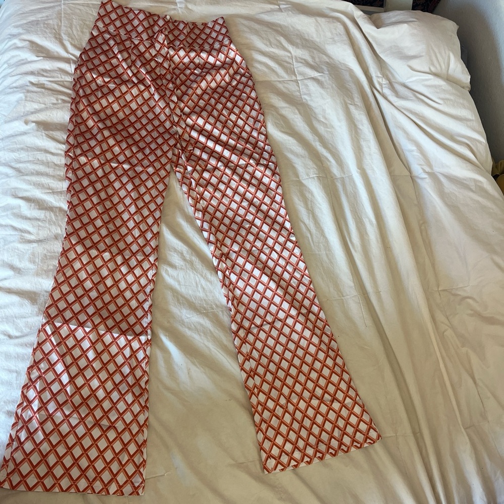 Cider Red and White Wide Leg Pants